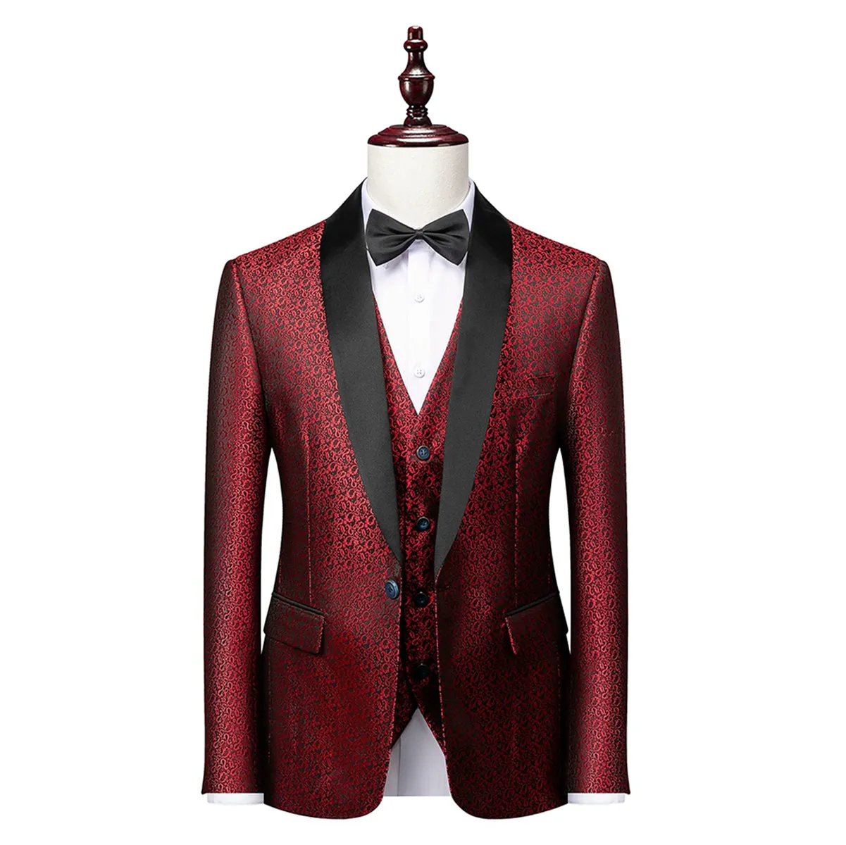 Tailored Fit Single Breasted One-button 3 Pieces Printed Men's Prom Party Suits sold by Lavetir product image thumbnail 2