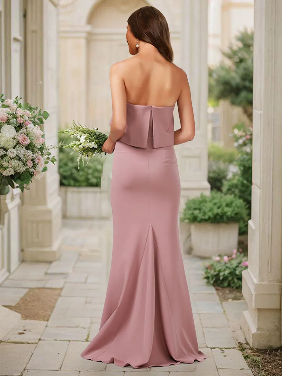 Trumpet/Mermaid Strapless Sleeveless Ruched Bridesmaid Dresses sold by Lavetir product image thumbnail 2