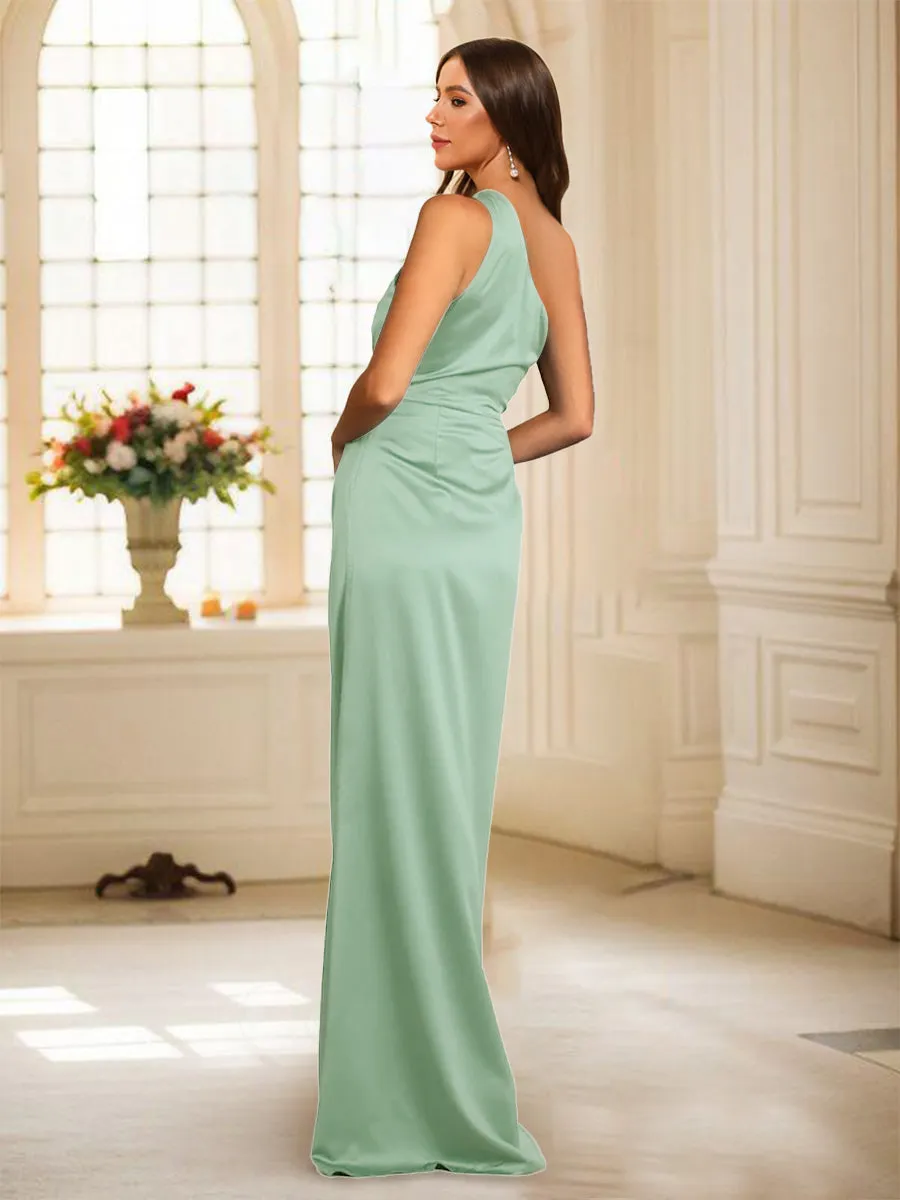 A-Line/Princess One-Shoulder Floor-Length Bridesmaid Dresses With Split Side sold by Lavetir product image thumbnail 2