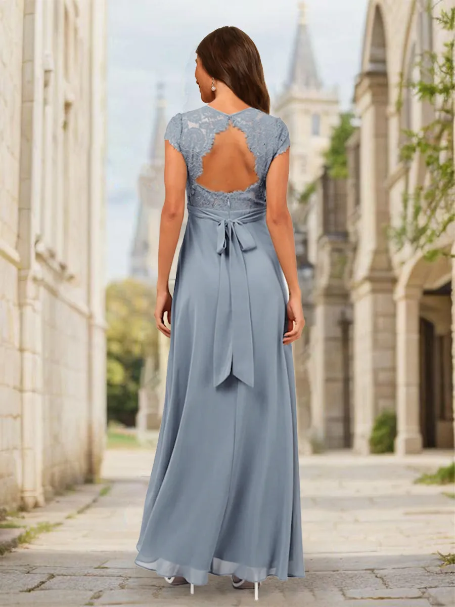 A-Line/Princess V-Neck Floor-Length Bridesmaid Dresses With Split Side sold by Lavetir product image thumbnail 2
