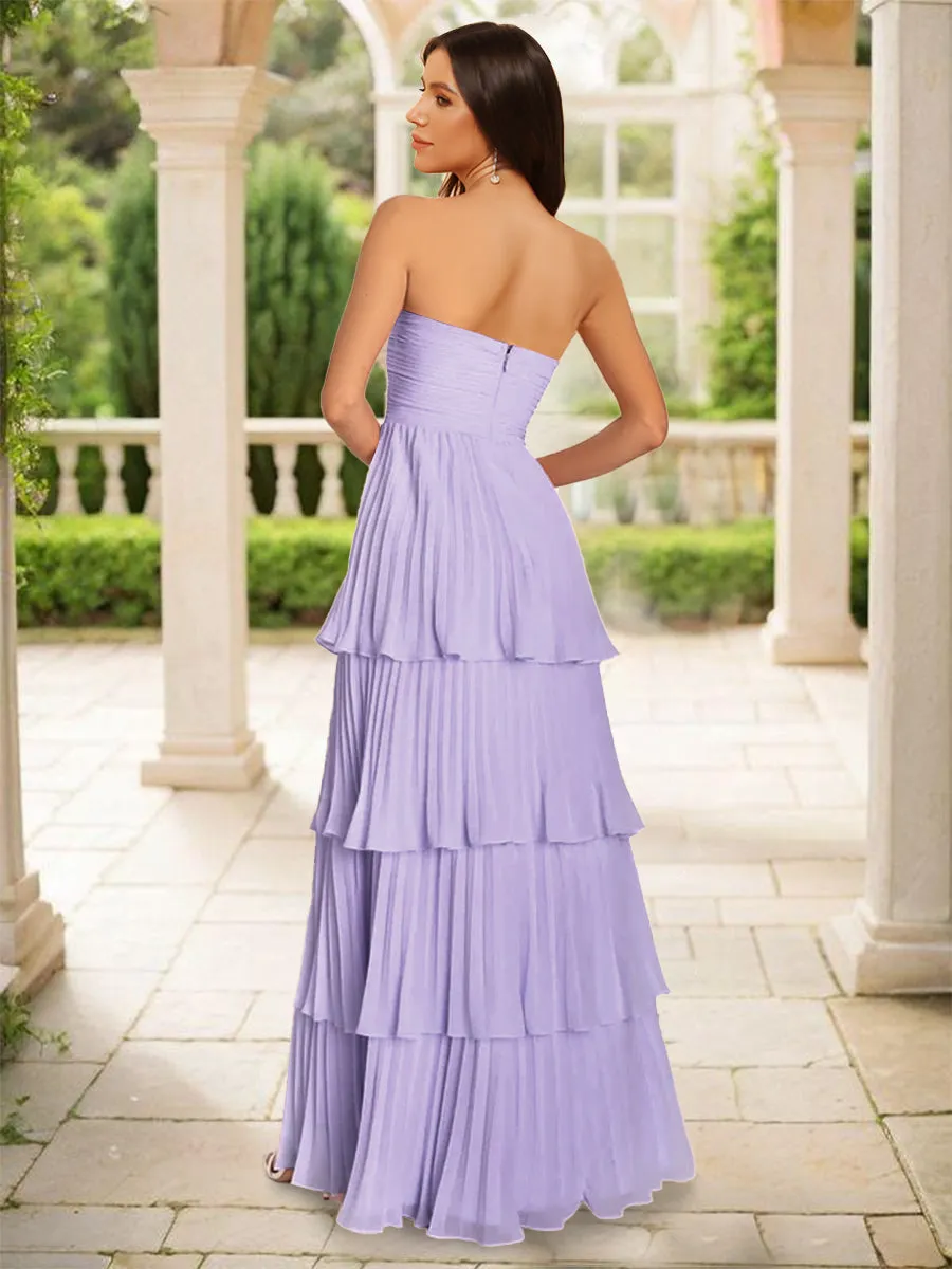 A-Line/Princess Strapless Floor-Length Bridesmaid Dresses With Ruffles sold by Lavetir product image thumbnail 2