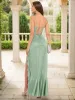 Sheath/Column Cowl Neck Straps Long Bridesmaid Dresses with Ruffles sold by Lavetir