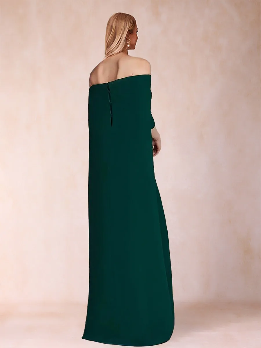 Sheath/Column Off-the-Shoulder Half Sleeves Long Mother of the Bride Dresses with Cape sold by Lavetir product image thumbnail 2