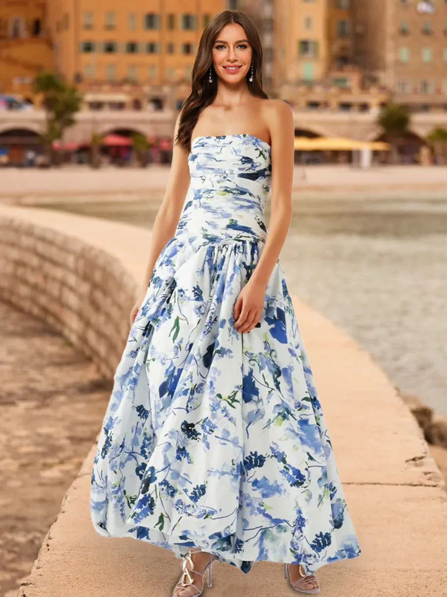 A-Line/Princess Strapless Sleeveless Prom Dresses with Ruched sold by Lavetir