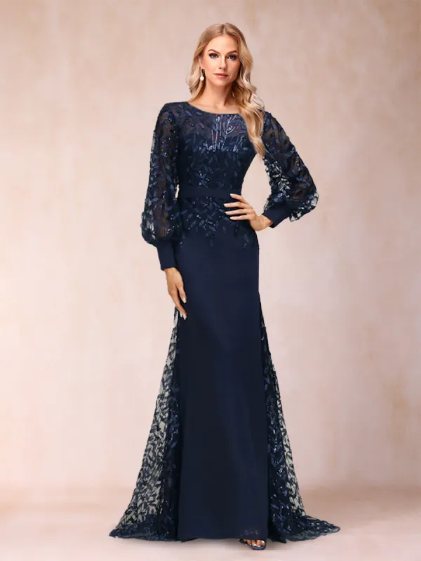 Trumpet/Mermaid Scoop Puff Long Sleeves Mother of the Bride Dresses with Appliques sold by Lavetir
