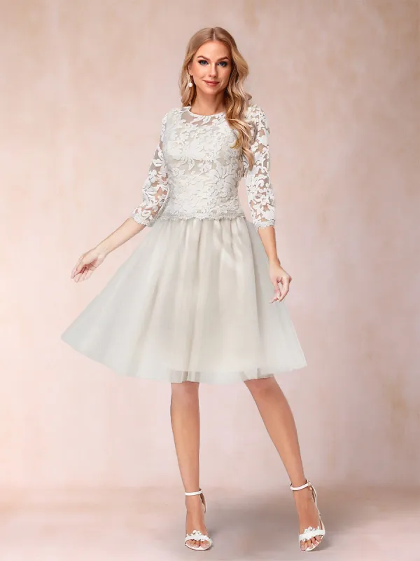 A-Line/Princess Illusion Scoop Knee-Length 3/4 Sleeves Mother of the Bride Dresses with Appliques sold by Lavetir