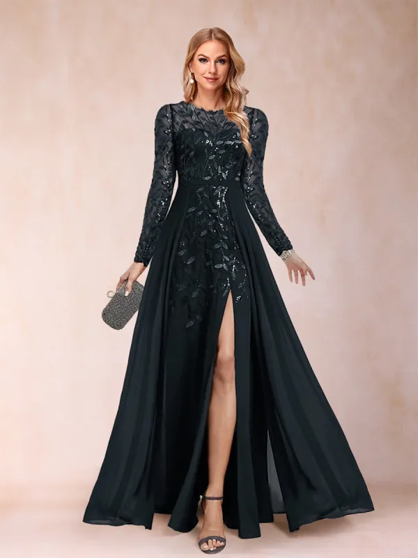 A-Line/Princess Scoop Long Sleeves Floor-Length Mother of the Bride Dresses with Appliques sold by Lavetir