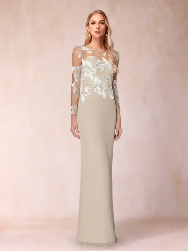 Sheath/Column Scoop Long Sleeves Floor-Length Lace Mother of the Bride Dresses sold by Lavetir