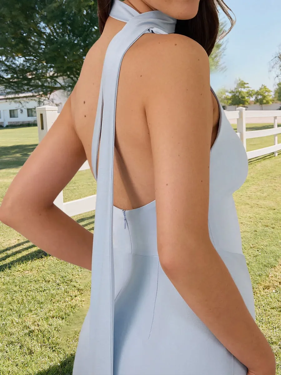 Sheath/Column Asymmetrical Sleeveless Slit Long Bridesmaid Dresses with Neck Scarf sold by Lavetir product image thumbnail 3