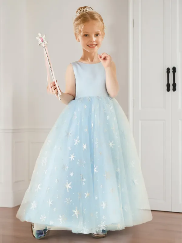 A-Line/Princess Scoop Neck Printed Floral Flower Girl Dresses with Bow sold by Lavetir