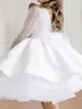 A-Line/Princess Scoop Neck Long Sleeves Short Ruffle Flower Girl Dresses with Polka Dot sold by Lavetir