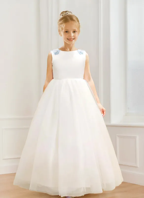 A-Line/Princess Scoop Neck Tulle Flower Girl Dresses with 3D Floral sold by Lavetir