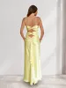 Sheath/Column Straps V-Neck Pleated Long Bridesmaid Dresses with Split Side sold by Lavetir
