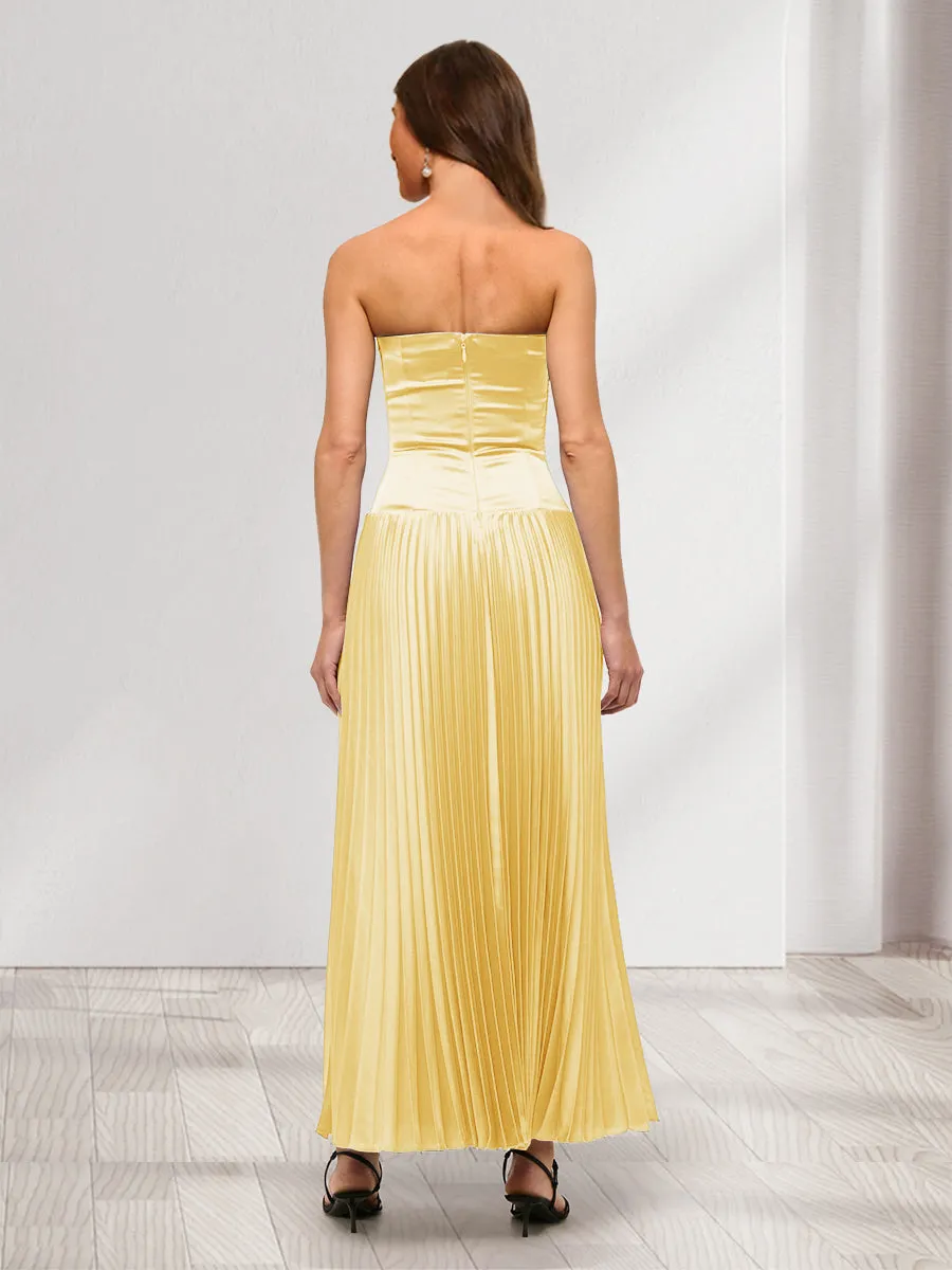 A-Line/Princess Detachable Straps Drop-Waist Pleated Long Bridesmaid Dresses sold by Lavetir product image thumbnail 2