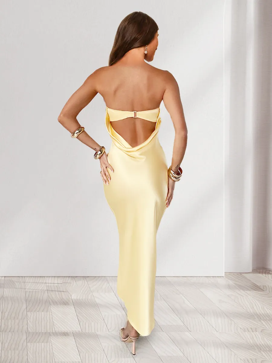 Sheath/Column Strapless Cowl Back Floor-Length Long Bridesmaid Dresses sold by Lavetir product image thumbnail 2