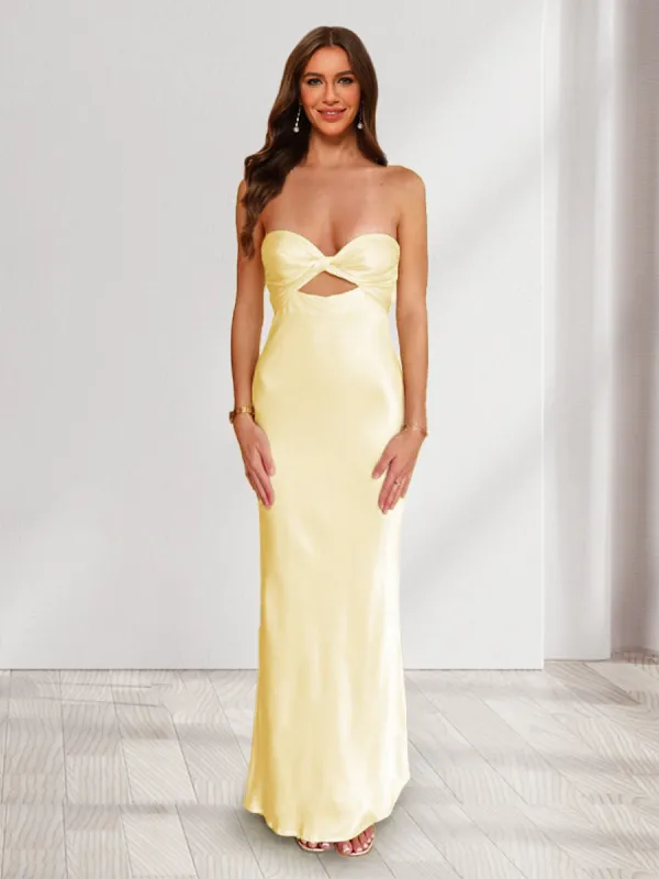 Sheath/Column Sweetheart Keyhole Long Bridesmaid Dresses with Belt sold by Lavetir