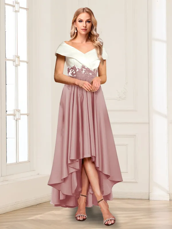 A-Line/Princess V-Neck Cap Sleeves Long Mother of the Bride Dresses with Appliques sold by Lavetir