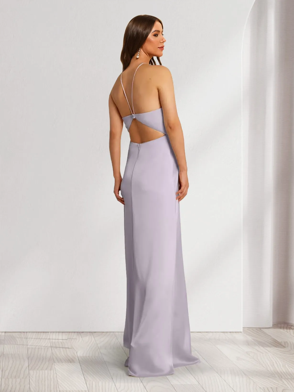 Sheath/Column Halter Slit Maxi Dresses Long Bridesmaid Dresses sold by Lavetir product image thumbnail 2