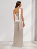 Sheath/Column Halter Maxi Dresses Long Bridesmaid Dresses with Neck Scarf sold by Lavetir