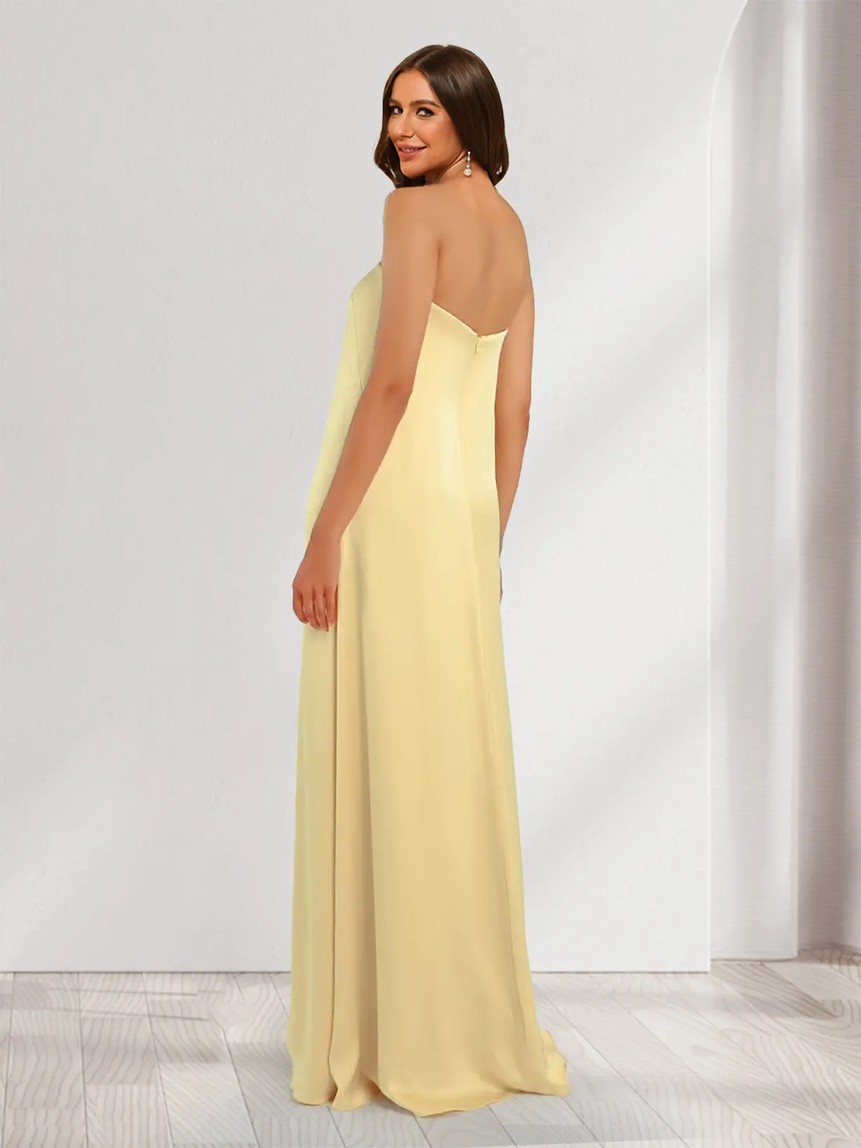 Sheath/Column Elegant Strapless Maxi Dresses Long Bridesmaid Dresses sold by Lavetir product image thumbnail 2