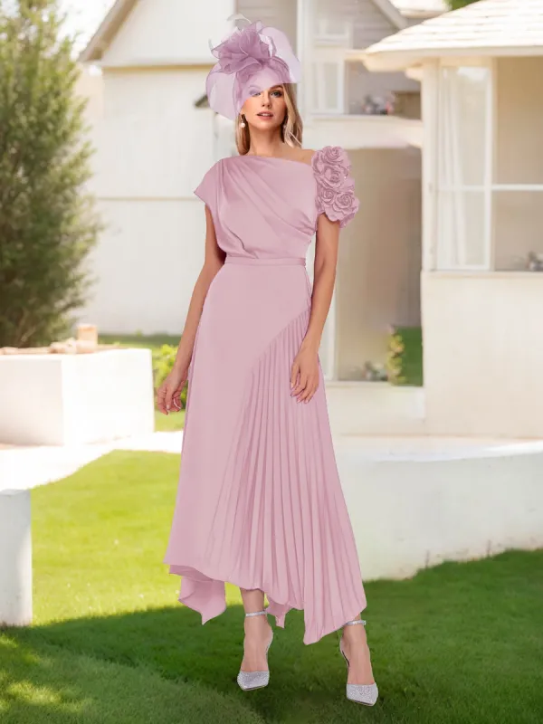 A-Line/Princess Asymmetrical One-Shoulder 3D Floral Mother of the Bride Dresses sold by Lavetir