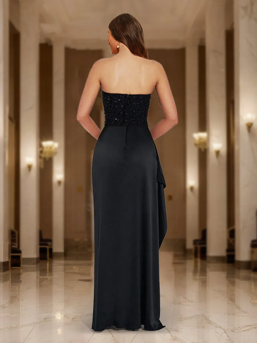 Sheath/Column Strapless Sequin Bodice Ruffle Party Dresses Long Prom Dresses sold by Lavetir product image thumbnail 2