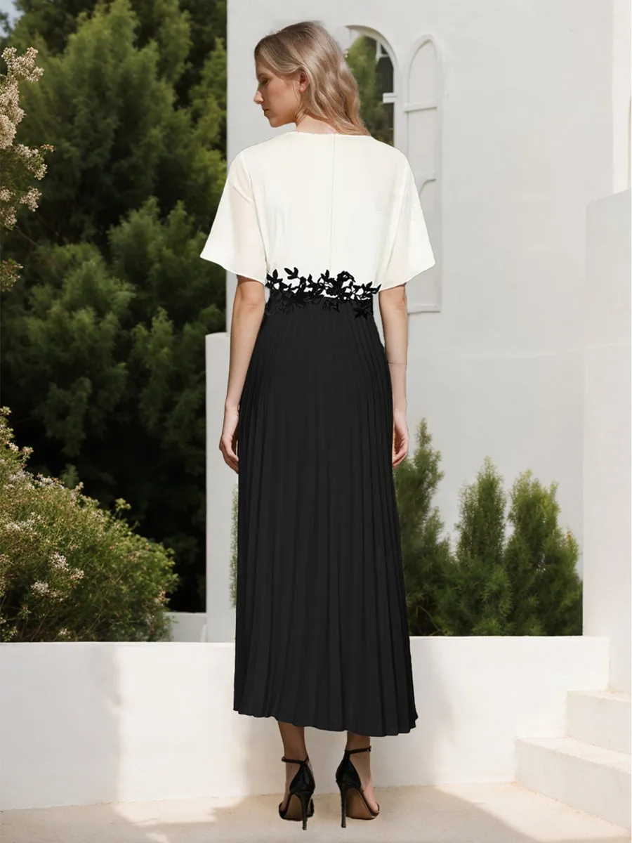 A-Line/Princess Vintage V-Neck Pleated Mother of the Bride Dresses with Appliques sold by Lavetir product image thumbnail 2