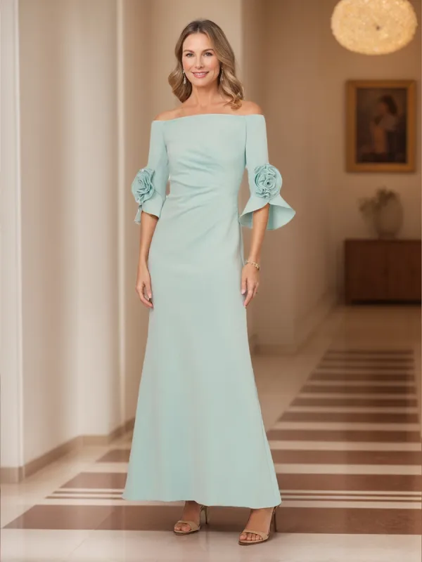 Trumpet/Mermaid Off-the-Shoulder Bell Sleeves Mother of the Bride Dresses with Rosette sold by Lavetir