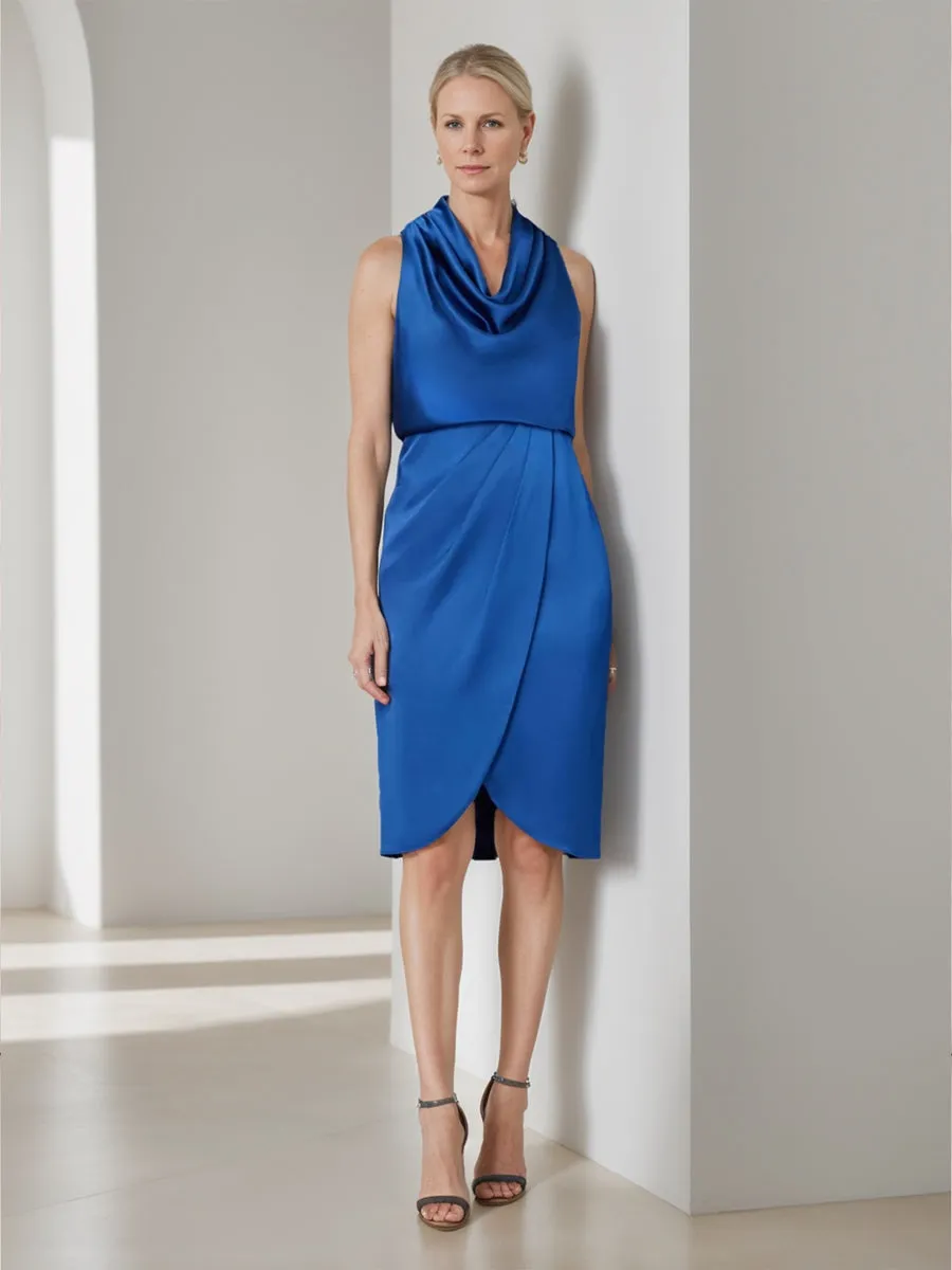 Sheath/Column Cowl Neck Knee-Length Ruched Mother of the Bride Dresses sold by Lavetir