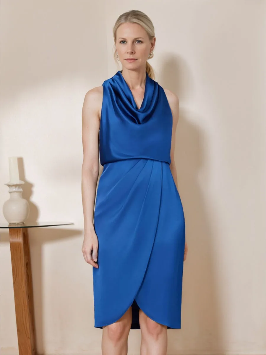 Sheath/Column Cowl Neck Knee-Length Ruched Mother of the Bride Dresses sold by Lavetir product image thumbnail 4