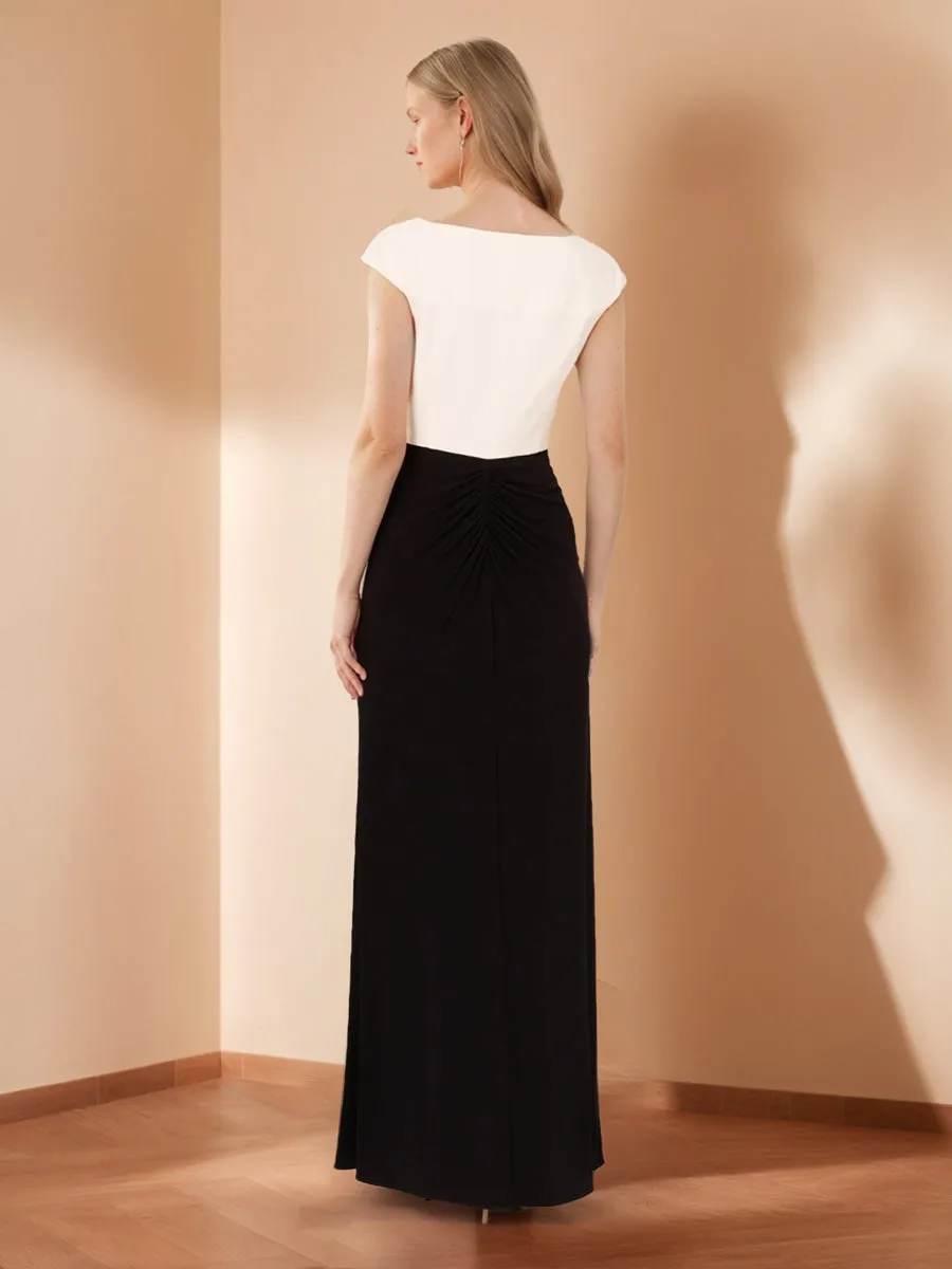 Sheath/Column V-Neck Sleeveless Pleated Mother of the Bride Dresses with Split Side sold by Lavetir product image thumbnail 2