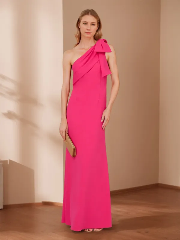 Sheath/Column One-Shoulder Bow Maxi Dress Long Mother of the Bride Dresses sold by Lavetir