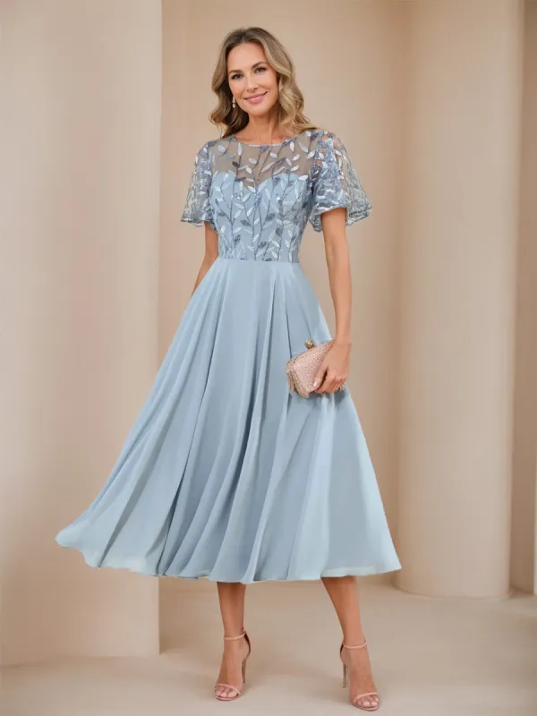 A-Line/Princess Illusion Crew Neck Sequin Appliques Mother of the Bride Dresses sold by Lavetir