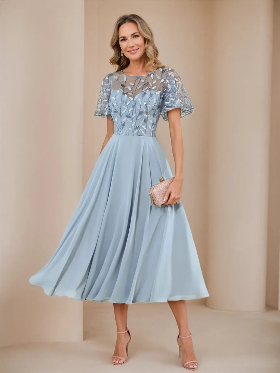 A-Line/Princess Illusion Crew Neck Sequin Appliques Mother of the Bride Dresses sold by Lavetir