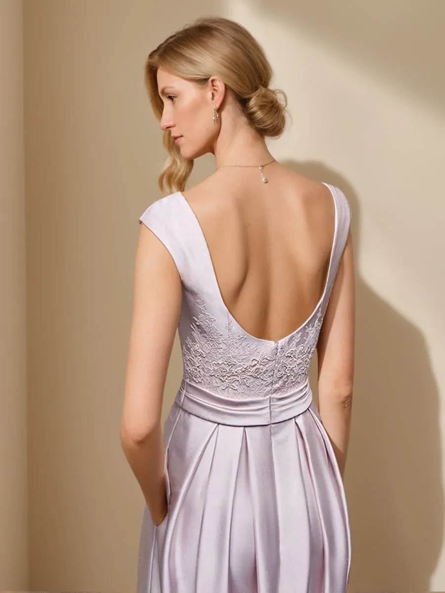 A-Line/Princess Boat Neck Sleeveless Long Mother of the Bride Dresses with Appliques sold by Lavetir product image thumbnail 2