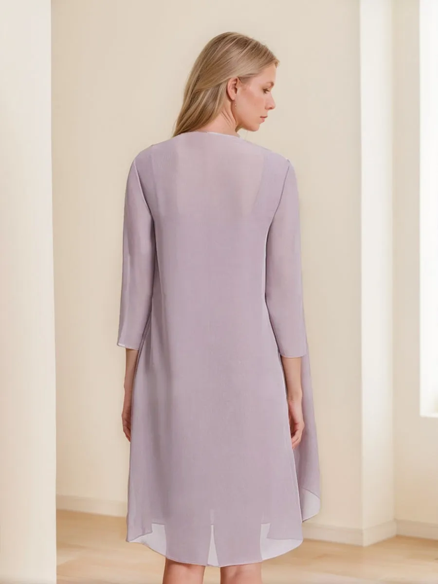 Sheath/Column Square Neck Ruched 2 Pieces Mother of the Bride Dresses with Jacket sold by Lavetir product image thumbnail 2