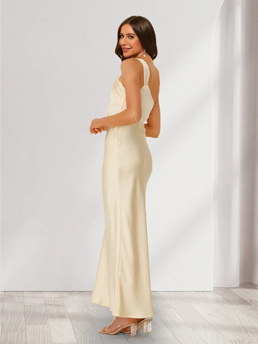 Sheath/Column Off-the-Shoulder Ankle-Length Ruched Chic Bridesmaid Dresses sold by Lavetir product image thumbnail 2