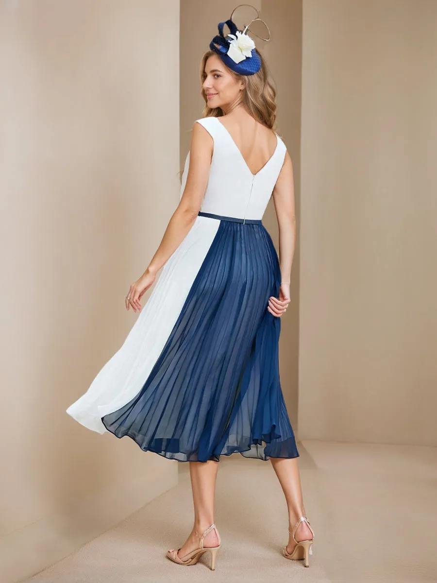 A-Line/Princess Scoop Neck Sleeveless Tea-Length Pleated Mother of the Bride Dresses sold by Lavetir product image thumbnail 2