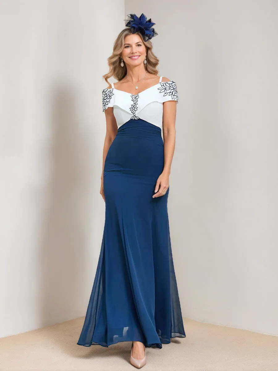 Trumpet/Mermaid Straps Short Sleeves Long Mother of the Bride Dresses with Appliques sold by Lavetir