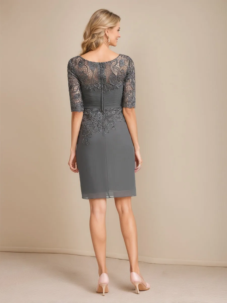 Sheath/Column Scoop Half Sleeves Lace Mother of the Bride Dresses with Jacket sold by Lavetir product image thumbnail 4