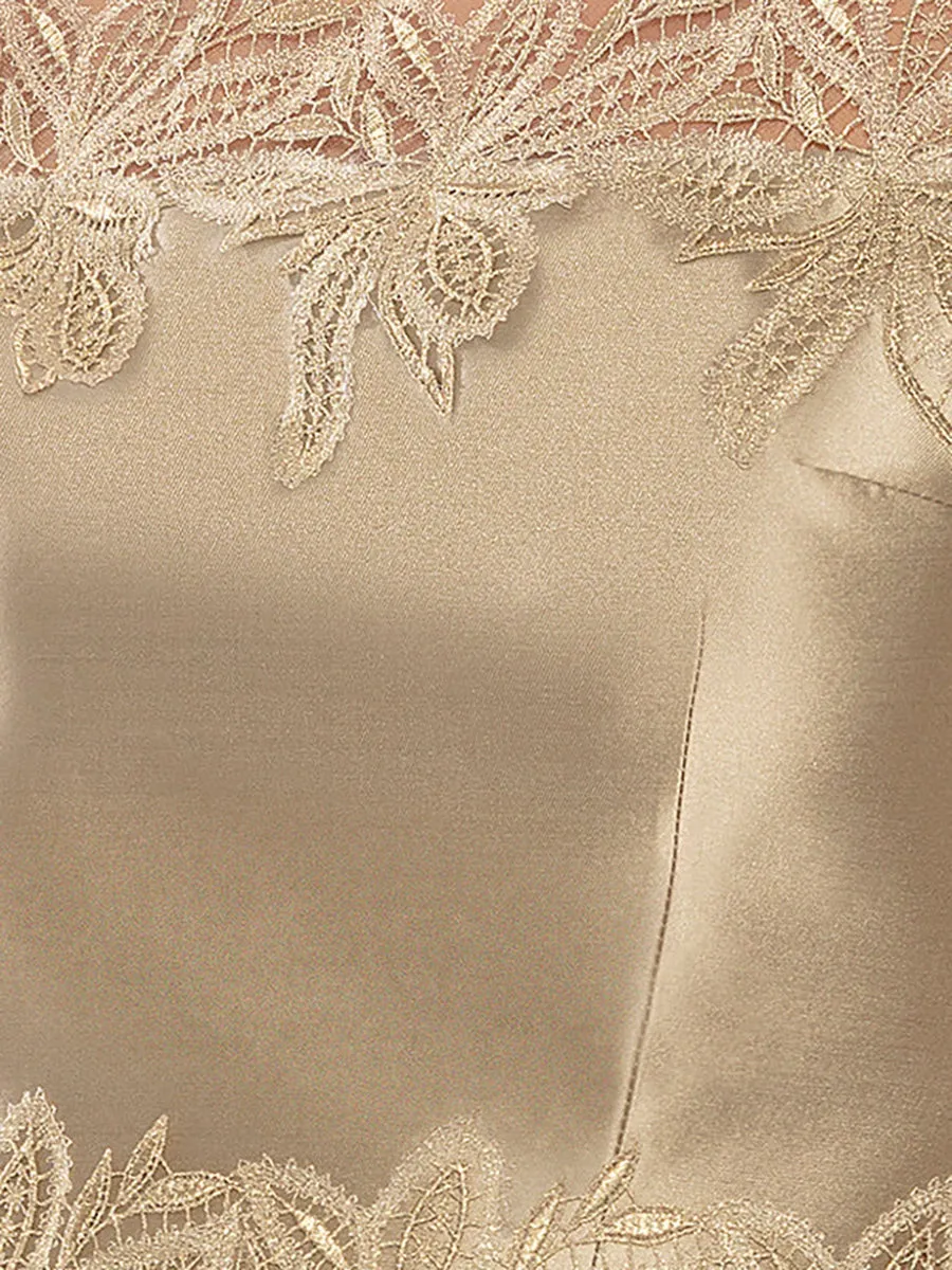 Sheath/Column Illusion Crew Neck Knee-Length Mother of the Bride Dresses with Appliques sold by Lavetir product image thumbnail 3