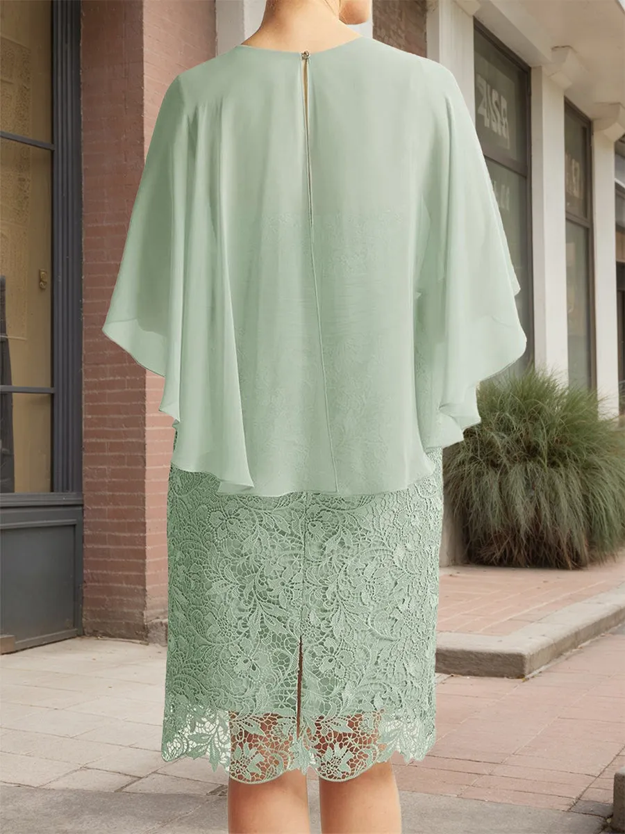 Sheath/Column Scoop Knee-Length Mother of the Bride Dresses with Ruffles & Appliques sold by Lavetir product image thumbnail 3