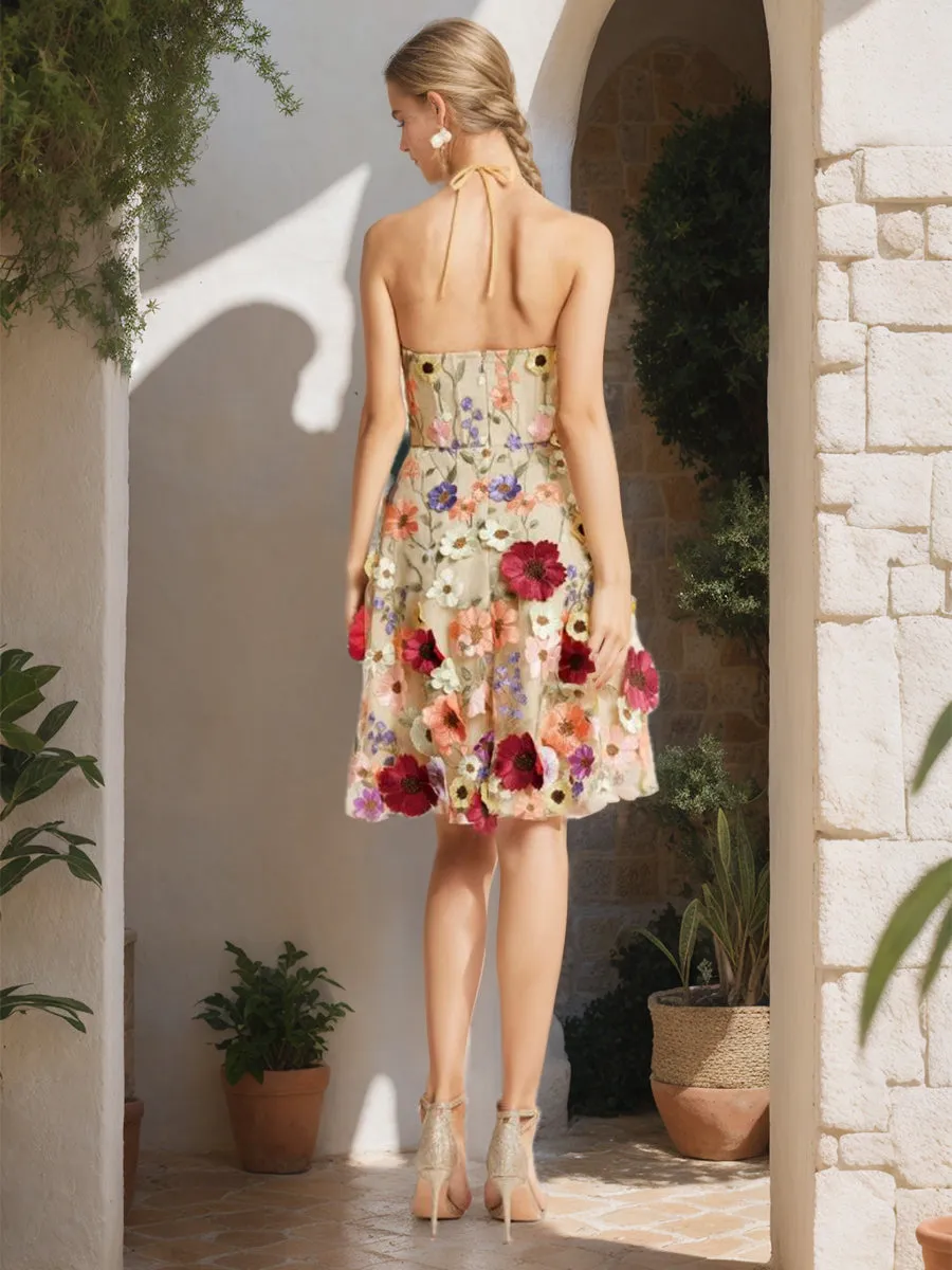A-Line/Princess Halter Knee-Length Ruched Homecoming Dresses with Embroidery sold by Lavetir product image thumbnail 2