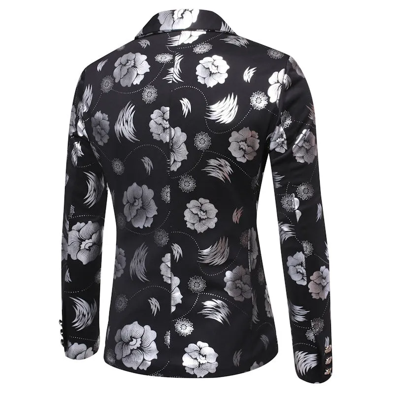 Tailored Fit Notched Single Breasted One-button Printed Chic Men's Party Jacket sold by Lavetir product image thumbnail 2