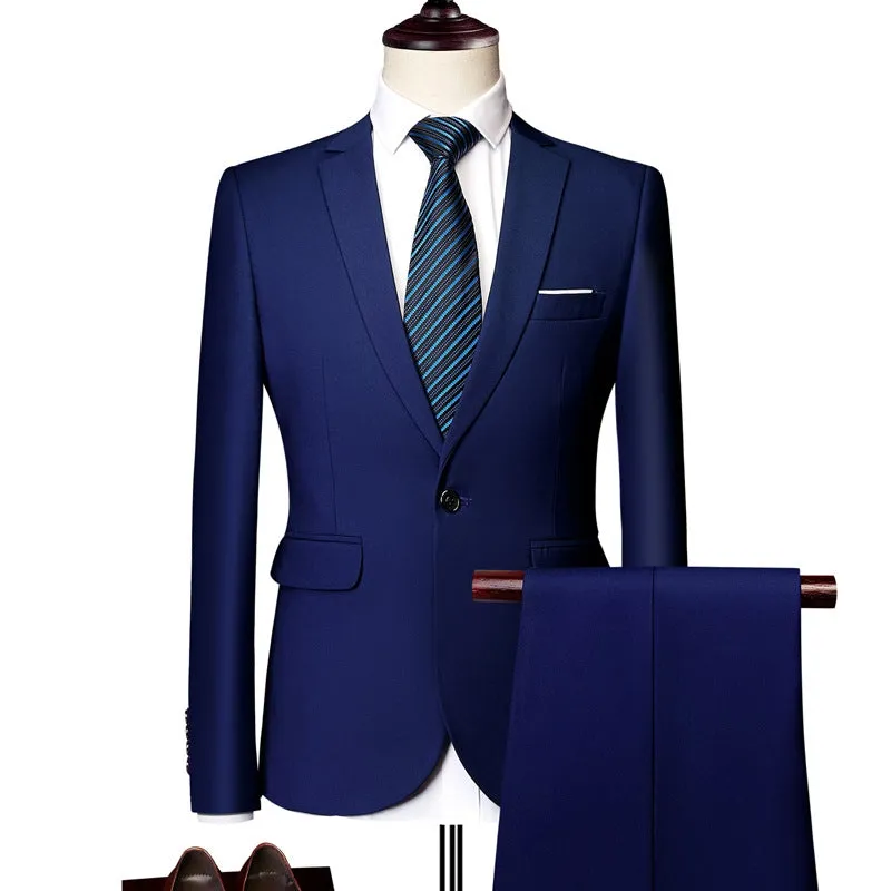 Tailored Fit Single Breasted One-button 2 Pieces Solid Colored Men's Casual Suits sold by Lavetir