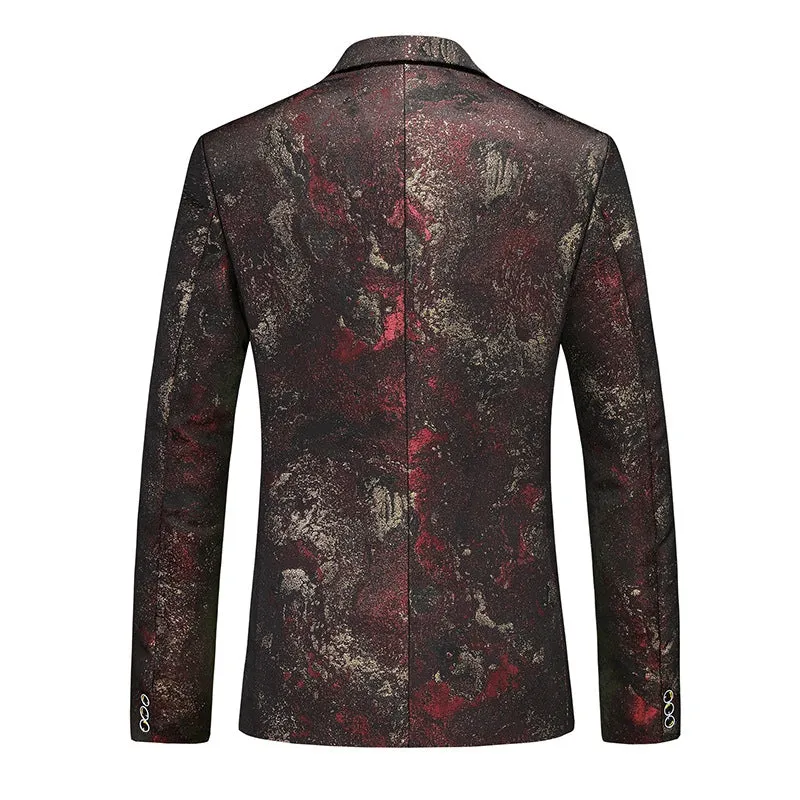 Tailored Fit Notched Lapel Single Breasted One-button Floral Men's Casual Jacket sold by Lavetir product image thumbnail 2