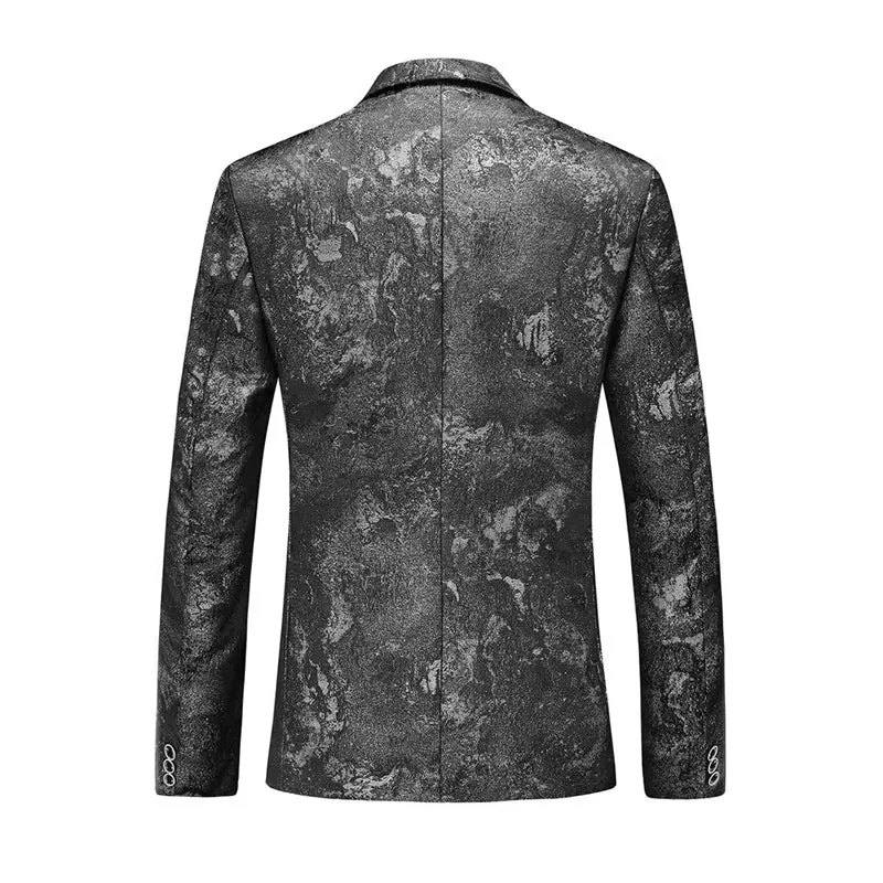 Tailored Fit Notched Lapel Single Breasted One-button Floral Men's Casual Jacket sold by Lavetir product image thumbnail 4