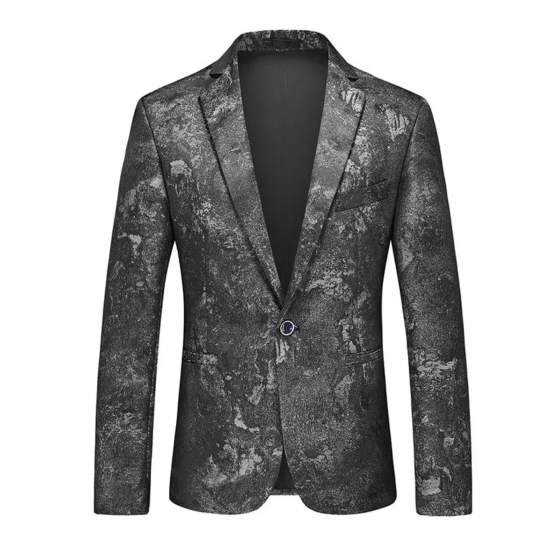 Tailored Fit Notched Lapel Single Breasted One-button Floral Men's Casual Jacket sold by Lavetir product image thumbnail 3