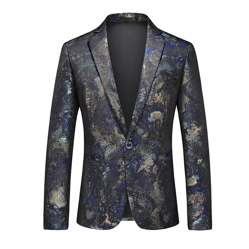 Tailored Fit Notched Lapel Single Breasted One-button Floral Men's Casual Jacket sold by Lavetir product image thumbnail 5