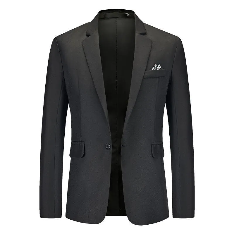 Tailored Fit Notched Single Breasted One-button Minimalist Men's Formal Jacket sold by Lavetir